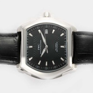 IWC Da Vinci IW452301 Hexagonal Black Dial Black Ostrich Leather Strap Watch