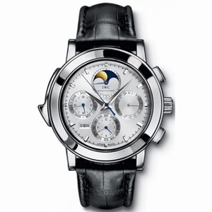 IWC Grande Complication Silver Dial Chronograph Black Leather Strap Automatic Men's Watch IW377013