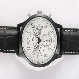 IWC Pilots Classic Chronograph IW371701 Automatic PVD Bezel White Dial Watch
