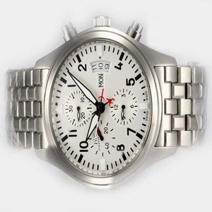 IWC Pilots Classic Chronograph IW371704 Automatic Stainless Steel Bezel White Dial Watch