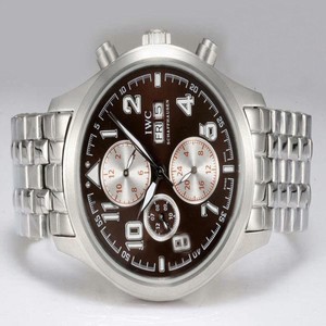 IWC Pilots Spitfire Chronograph IW371705 Silver Stainless Steel Strap Black Dial Watch