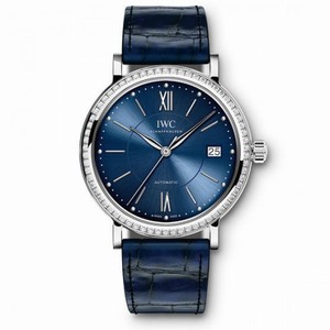 IWC Portofino Blue Dial Alligator Leather Automatic Unisex Watch IW458111