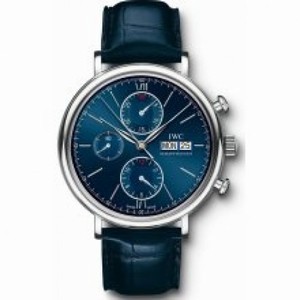 IWC Portofino Blue Dial Chronograph Leather Strap Automatic Men's Watch IW391019