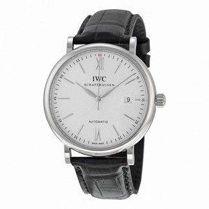 IWC Portofino Silver Dial Black Leather Strap Automatic Men's Watch 3565-01