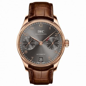 IWC Portugeiser Slate Grey Dial 18K Rose Gold Automatic Men's Watch IW500702