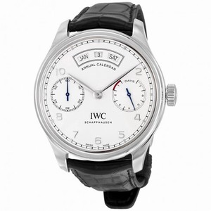 IWC Portugieser Annual Calendar Silver Dial Alligator Leather Automatic Men's Watch IW503501