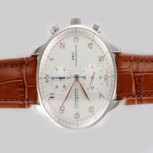 IWC Portuguese Chrono-Automatic IW371431 Round Brown Ostrich Leather Strap Midsize Watch