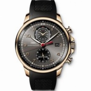 IWC Portuguese Chronograph Automatic Grey Dial Black Rubber Men's Watch IW390202