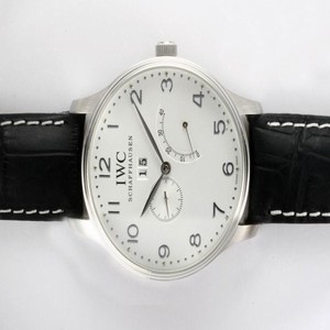 IWC Portuguese F.A. Jones IW322701 Black Stainless Steel Strap White Dial Round Watch