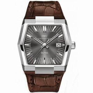 IWC Vintage Da Vinci Grey Dial 18kt White Gold Brown Leather Men's Watch IW546104