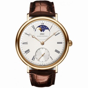 IWC Vintage Portofino Silver Dial 18kt Rose Gold Brown Leather Men's Watch IW544803