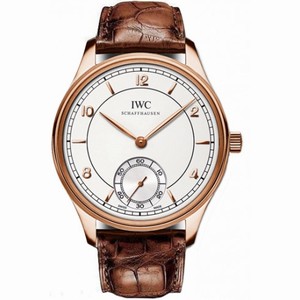 IWC Vintage Portuguese Silver Dial 18kt Rose Gold Brown Leather Men's Watch IW544503