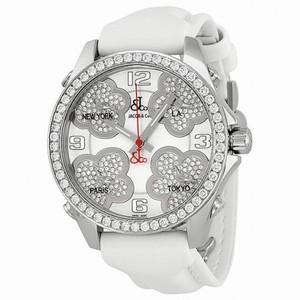 Jacob and Company Five Time Zones Diamond Pave Accent Mother of Pearl Dial Unisex Watch JCMATH12