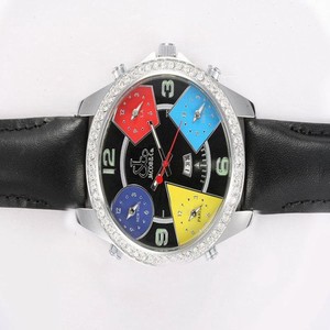 Jacob Co Five Time Zone JC - 11 Black Ostrich Leather Strap Black Dial Watch