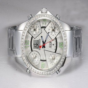 Jacob Co Five Time Zone JC - 12C Stainless Steel Bezel White Dial Quartz Watch