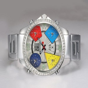 Jacob Co Five Time Zone JC - 13 Round White Dial Quartz Watch