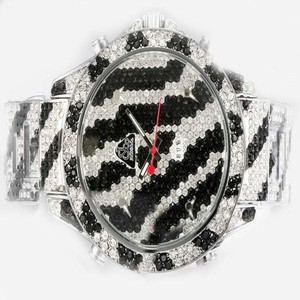 Jacob Co Five Time Zone JC - 65DC Stainless Steel with Diamond Bezel Quartz Mens Watch