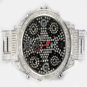 Jacob Co Five Time Zone JC - M38YGDC Black Dial White Stainless Steel Strap Round Watch