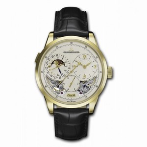 Jaeger LeCoultre Duometre A Quantieme Lunaire Beige Dial 18kt Yellow Gold Leather Men's Watch Q6040420