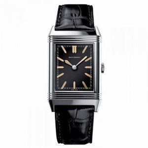 Jaeger LeCoultre Grande Reverso Black Dial Black Leather Men's Watch Q2788571