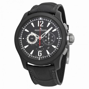 Jaeger Lecoultre Master Compresser Black Dial Alligator Men's Watch Q204C470