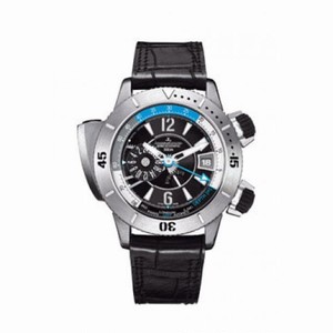 Jaeger LeCoultre Master Compressor Black Dial Titanium Black Leather Men's Watch Q185T470