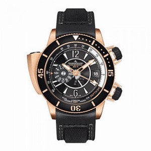 Jaeger LeCoultre Master Compressor Diving Pro Black Dial 18kt Rose Gold Black Rubber Men's Watch Q1852470
