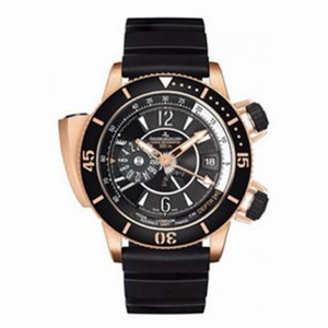 Jaeger Lecoultre Master Compressor Diving Pro Black Dial 18kt Rose Gold Black Rubber Men's Watch Q1852670