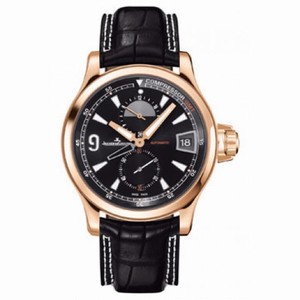 Jaeger LeCoultre Master Compressor GMT Black Dial 18kt Rose Gold Leather Men's Watch Q1732441
