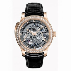 Jaeger LeCoultre Master Control Minute Repeater Skeleton Dial 18kt Pink Gold Black Leather Men's Watch Q1642425