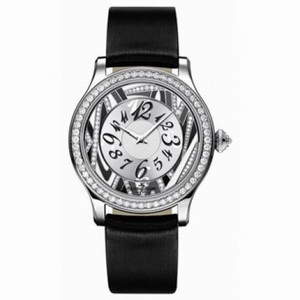 Jaeger LeCoultre Master Control Twinkling Diamonds Silver Dial 18kt White Gold Black Satin Ladies Watch Q1203490