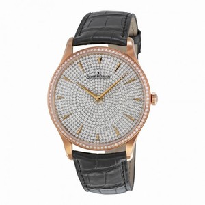 Jaeger LeCoultre Master Ultra Thin Small Second Gem-Set Dial Black Leather Men's Watch Q1352507