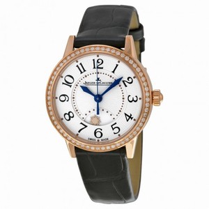Jaeger LeCoultre Rendez-Vous  Silver Dial 18kt Rose Gold Black Leather Ladies Watch Q3462521