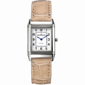 Jaeger LeCoultre Reverso Classique Steel Beige Strap Men's Watch 250.84.10