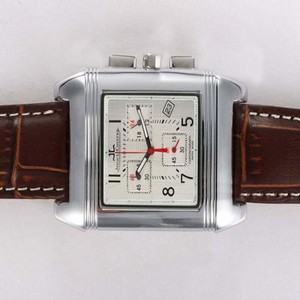 Jaeger-Lecoultre Reverso Squadra Chronograph GMT 7018620 Brown Crocodile Leather Strap Mens Watch