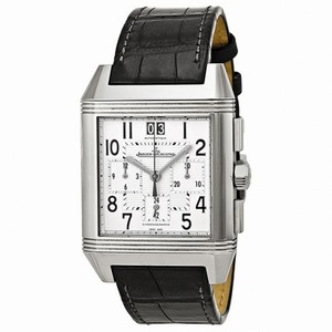 Jaeger LeCoultre Reverso Squadra Chronograph Silver Dial Black Leather Men's Watch Q7018420