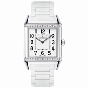 Jaeger LeCoultre Reverso Squadra Classique White Dial Diamond Rubber Ladies Watch Q7068721