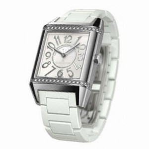 Jaeger LeCoultre Reverso Squadra Duetto Silver Dial Stainless Steel White Rubber Ladies Watch Q7058720