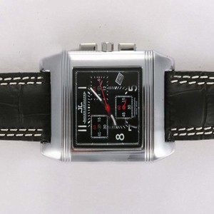 Jaeger-Lecoultre Reverso Squadra World Chronograph 702T670 Rectangle Quartz Black Dial Watch