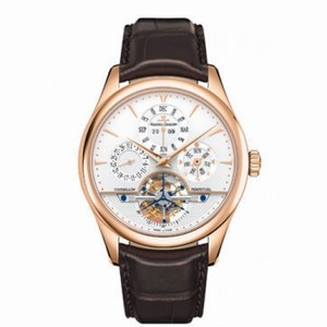 Jaeger LeCoultre Silver Dial 18kt Pink Gold Brown Leather Automatic Men's Watch Q500242A