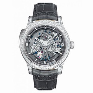Jaeger LeCoultre Skeleton Dial Platinum Grey Leather Automatic Men's Watch Q1646423