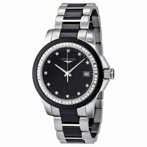 Longines Conquest Black Ceramic Diamond Ladies Watch L32810577