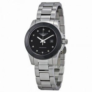 Longines Conquest Black Diamond Black Ceramic Bezel Ladies Watch 32574576