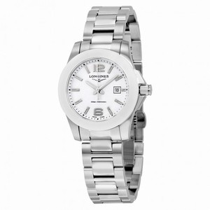 Longines Conquest White Dial Stainless Steel Ladies Watch L3.257.4.16.6