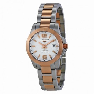 Longines Conquest White Dial Steel and Rose Gold Automatic Ladies Watch L32765167