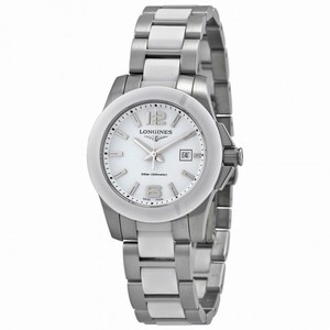 Longines Conquest White Dial White Ceramic and Stainless Steel Watch L32574167