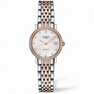 Longines Eleganrt Collection Mother Of Pearl Dial Stainless Steel and 18k Rose Gold Band Automatic Ladies Watch L4.309.5.88.7