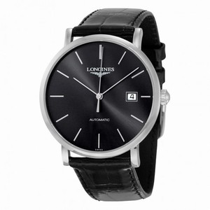 Longines Elegant Black Dial Alligator Leather Automatic Men's Watch L49104722