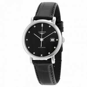 Longines Elegant Black Diamond Dial Automatic Ladies Watch L4.310.4.57.2