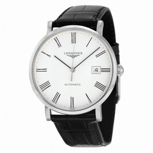 Longines Elegant White Dial Brown Alligator Leather Automatic Men's Watch L49104112